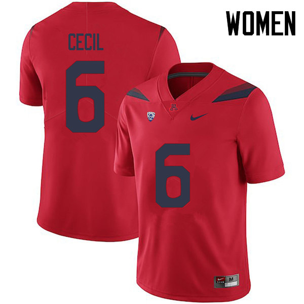 Women #6 Chuck Cecil Arizona Wildcats College Football Jerseys Sale-Red - Click Image to Close